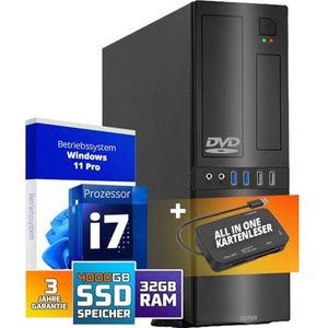 GMR - Desktop PC - Ultra Slim - i7 - 32GB RAM - 4000GB SSD - DVD±RW - USB 3 - Windows 11 Pro - Bluetooth - WiFi