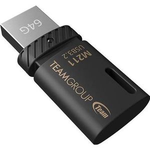 Team Group TEAMGROUP geheugen USB M211 64GB USB 3.2 Juodas (64 GB, USB-C), USB-stick, Zwart