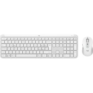 Logitech MK950 Signature Slim, Draadloos, RF Draadloos + Bluetooth, Schaartoetsschakelaar, QWERTY, Wit (IT, Draadloze), Toetsenbord, Wit