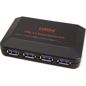 Roline USB 3.0 Hub (USB A), Docking station + USB-hub, Zwart