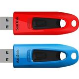 SanDisk Ultra USB 3.0 flashdrive 32 GB (SecureAccess-software, wachtwoordbeveiliging, overdrachtssnelheid tot 130 MB/s) Blauw/rood