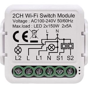 Netplus Smart Relay Switch Module 2-kanaals WLAN, Relais