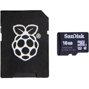 Raspberry Pi SD-kaart 16 GB MicroSD met Noobs OS (16 GB, microSDHC, U3), Geheugenkaart