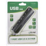 InLine Smart USB hub met 7 poorten - USB2.0/USB3.0 - busgevoed / zwart - 0,50 meter