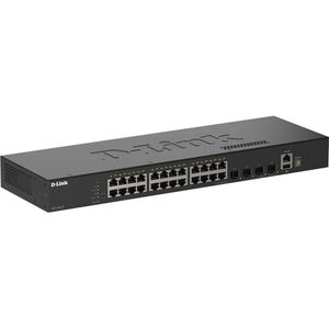D-Link 24 Ports GE + 4 Ports 10G SFP+ Smart Managed Switch (28 ports), Netwerkschakelaar, Zwart