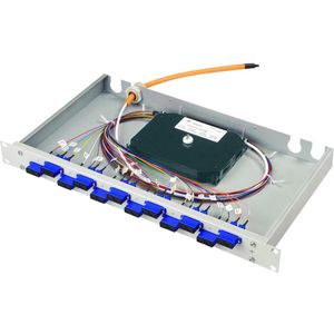 Telegärtner 19" glasvezelpatchpaneel Basis eco 1U - Patchpaneel, Accessoires voor serverkasten, Grijs