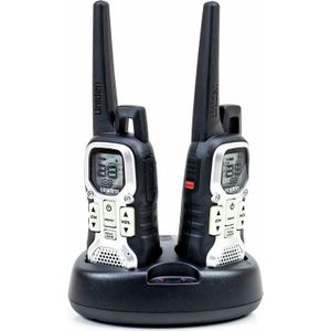 Uniden Draagbare radio PMR446-HR-2CK, 8 CH, 38 CTCSS, 83 DCS, 0.5 W, set van 2 stuks. (10 km), Walkietalkie, Zwart, Grijs