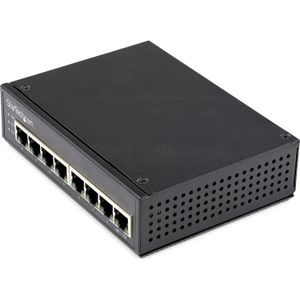 StarTech Industrial 8 Port Gigabit PoE Switch - - Power Over Ethernet Switch - GbE PoE+ Unmanaged Switch. (8 ports), Netwerkschakelaar, Zwart