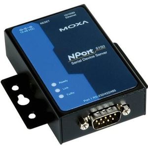 Moxa Nport 5150 seriële apparaatserver, 1 poort, RS-232 en RS-422/485, 9-polige Sub-D connector, incl., Printer server