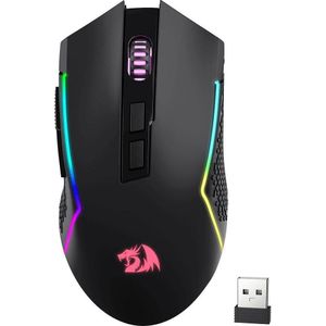 Redragon Trident Wireless Bluetooth & Wired Gaming Mouse Black RGB Lighting (Draadloze, Bedraad), Muis, Zwart
