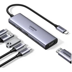 Ugreen - 6-in-1 USB-C Hub - Grijs - Docking Station met 6 Havens