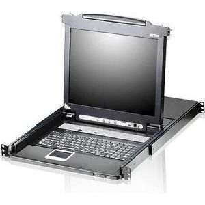 Aten CL5708N 1U zwarte toetsenbord/video/muis (KVM) schakelaar, KVM schakelaars, Zwart