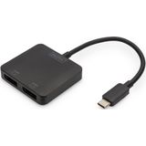 Digitus 2-poorts Video Hub USB-C->2x Displayport zwart, Schakeldoos