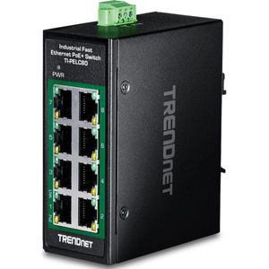 Trendnet - TI-PELC80 - Netwerkschakelaar - Zwart - 8x 10/100Mbps-PoE+-poorten, IP30, -40 °C tot 75 °C