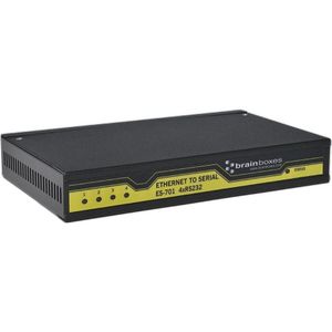 Brainboxes Ethernet 4 poorten RS232 (4 Havens), Netwerkschakelaar, Zwart