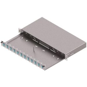 ZVK EasyLan glasvezelverdeelpaneel Basic LSB0B223Grade C 1HE/12P 12xLC-Duplex OM3, Server accessoires, Grijs