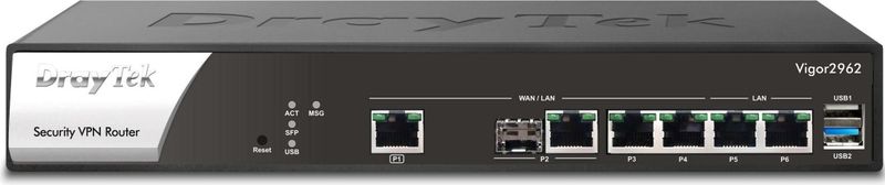 Draytek - Vigor 2962 - Wired Router - Zwart, Wit - 4 Ethernet Poorten, 2 USB Aansluitingen