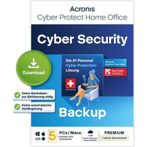 Acronis Cyber Protect Home Office Premium ESD, Subscr. 1j, 5 PC voor Windows & Android & iOS & Mac OS