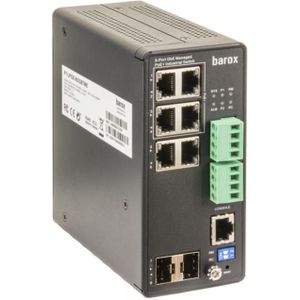 Barox Schakelaar DIN-rail, 1G, Mmt. (6 ports), Netwerkschakelaar, Grijs