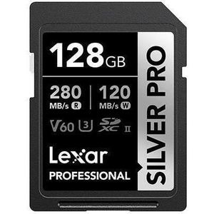 Lexar - SILVER PRO - SDXC-geheugenkaart - 128 GB - UHS-II - C10 - U3 - V60 - Tot 280 MB/s Lezen