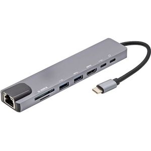 E+P MPA 8 (USB-C, 8 ports), Docking station + USB-hub, Grijs