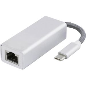 Deltaco USBC-1080 interface kaarten/adapter (USB-C, RJ45 Gigabit Ethernet (1x)), Netwerkadapter, Zilver
