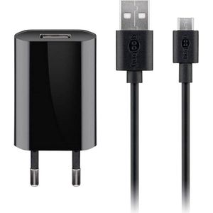 Goobay USB-lader plat1A MicroUSB (5 W), USB-lader, Zwart