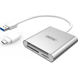 Unitek - Y-9313D - Geheugenkaartlezer - Zilver - USB 3.0 - USB-C