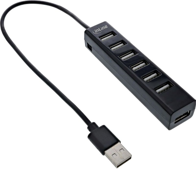 Inline - 33293D - Docking Station - Zwart - Kunststof - 7 USB 2.0 Poorten