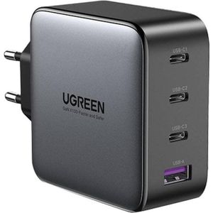 Ugreen USB 100W - 4-poorts opladerset (100 W, Stroomvoorziening 3.0, Snel opladen 4.0, GaN-technologie, SuperCharge, Snel opladen, Adaptief snel opladen), USB-lader, Zwart