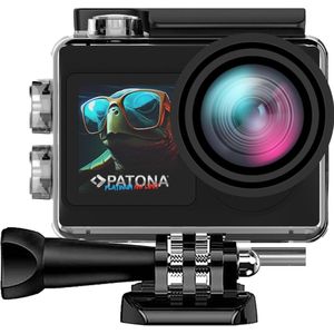 Patona BIG SET Action Cam Life SL4 5K 120fps 64mp EIS 120° 6G Akkus+Dualladegerät+64GB Karte+Zubehör (60p, WiFi), Action Cam, Zwart
