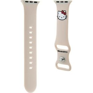 Hello Kitty Pasek HKAWMSCHBLE Apple Watch 38/40/41mm beżowy/beige bandje Siliconen Kitty Head (Staal, Silicone), Horlogebandjes, Beige