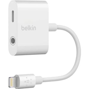 Belkin 3,5 mm Audio + Opladen RockStar (Bliksem, Bliksem, 4-pins), Adapter voor mobiel apparaat, Wit