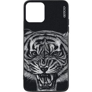 Guscio iPhone 12 mini - hoesje zwarte tijger (iPhone 12 Mini), Smartphonehoes, Wit, Zwart