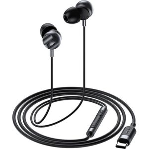 Acefast - Wired earphones (L6) - Type-C, In-ear, with HD Microphone, Flexible, 1.2m - Black (Bedraad), Koptelefoon, Zwart