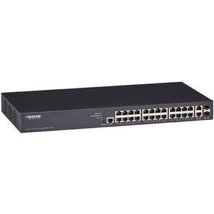 Black Box 28 Poort Gigabit Managed Poe+ (24 ports), Netwerkschakelaar, Zwart