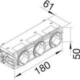 Tehalit - Wandcontactdoos 3-voudig GS3000 GSW - Zwart-grijs - Schuko