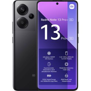 Xiaomi Redmi Note 13 Pro+ (512 GB, Middernachtelijk zwart, 6.67", Dubbele SIM, 5G), Smartphone, Zwart