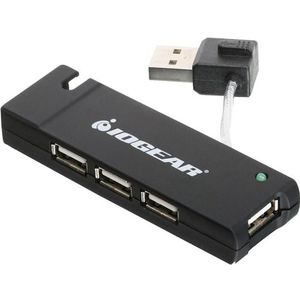 Iogear - 4-poorts USB 2.0 Hub - Docking Station - Zwart - Plug-and-play, Hot-swappable