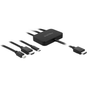 Delock Adapter 85830 USB-C, HDMI of Mini-DP naar HDMI (HDMI, 25.10 cm), Data + Video Adapter, Zwart
