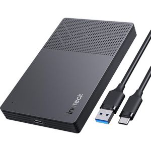 Inateck Festplattengehäuse 2,5" USB 3.2 für SSD/HDD 9.5/7mm (2.5"), Harddisk behuizing, Zwart
