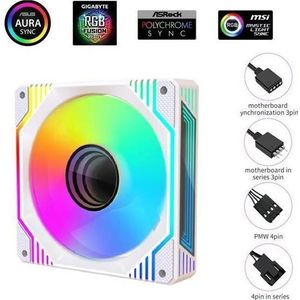 1st Cool 1stCOOL AURA EVO Spiegel ARGB PWM ventilator 12cm wit (120 mm, 1 x), PC ventilator, Wit