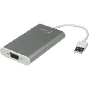 j5Create USB 2.0 naar (VGA, 13 cm), Data + Video Adapter, Zilver