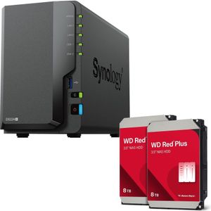 Synology DiskStation DS224+ 2-bay NAS-server lege behuizing + 16 TB WD Red Plus SATA 3,5"" HDD (2 (2 x 8 TB, WD Red Plus), Netwerkopslag