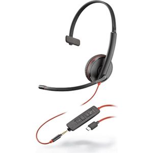 Poly Blackwire 3215 Headset Bedraad Hoofdband Oproepen/muziek USB Type-C Zwart