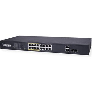 Vivotek AW-FGT-180D-250 - Switch - unmanaged - 16 x 10/100 (PoE+) (18 ports), Netwerkschakelaar, Zwart