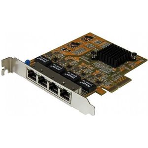 StarTech 4 Poort Gigabit PCIe Netwerkkaart (Ethernet, RJ45), Netwerkkaarten, Geel