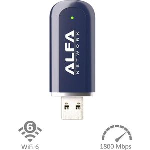 Alfa Network AWUS036AXER - WiFi 6 2x2 MIMO WLAN USB-adapter (USB-C 3.2 Gen 1), Netwerkadapter