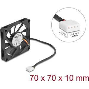 Delock Axiallüfter 12 V DC, 70 x 70 x 10 mm schwarz (70 mm, 1 x), PC ventilator, Zwart