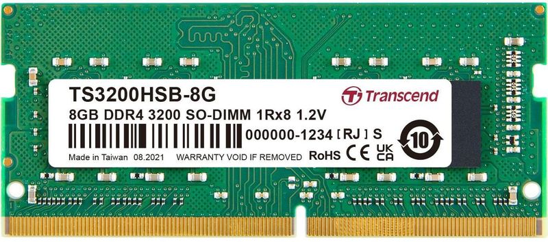 Transcend TS3200HSB-8G - Geheugenmodule - 8GB - DDR4 - SO-DIMM - 3200 MHz
